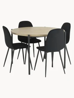 Mesa De Comedor Redonda Con Sillas De Terciopelo Gilda, O 110 Cm
