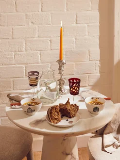 Mesa De Comedor Redonda En Aspecto Marmol Disc