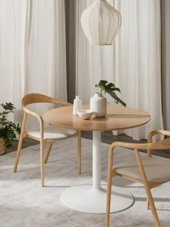 Mesa De Comedor Redonda En Fresno Menorca, O 100 Cm