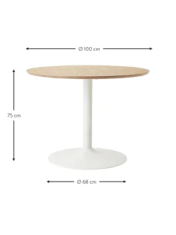 Mesa De Comedor Redonda En Fresno Menorca, O 100 Cm