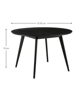 Mesa De Comedor Redondan De Madera De Caucho Yumi, O 115 Cm