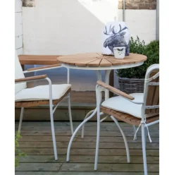 Mesa Redonda Para Exterior Hard & Ellen, Tablero De Madera De Teca