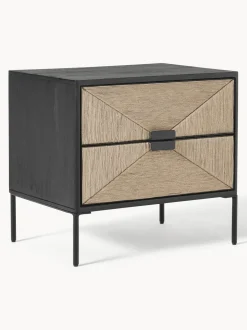 Mesilla De Noche Con Cajones De Madera De Mango Maciza June