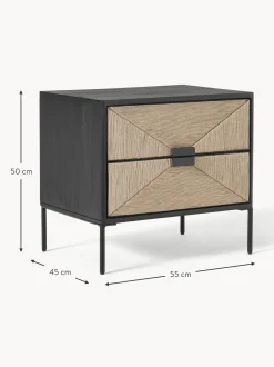 Mesilla De Noche Con Cajones De Madera De Mango Maciza June