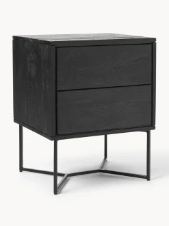 Mesilla De Noche De Madera De Mango Maciza Luca, Con Cajones