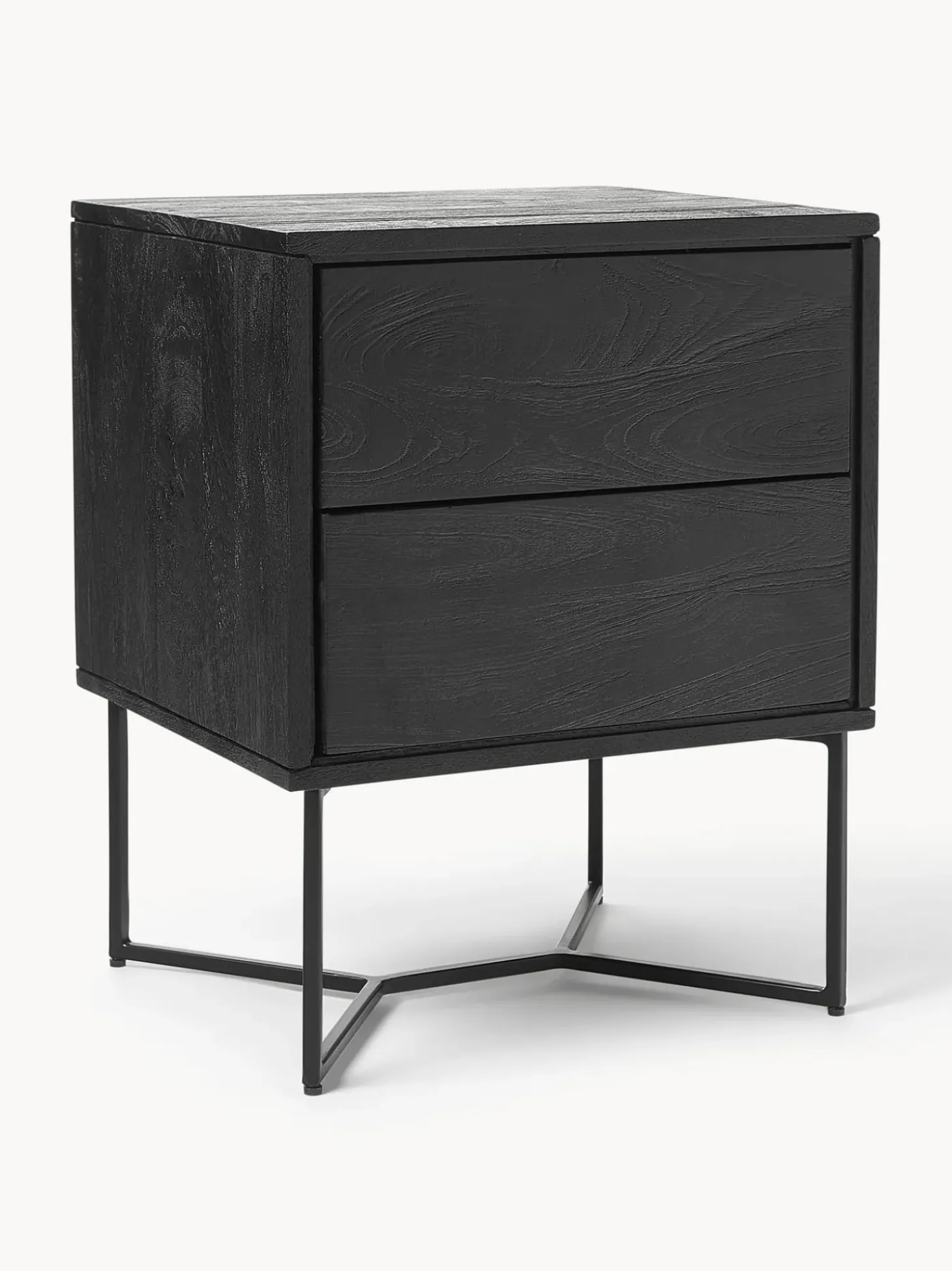 Mesilla De Noche De Madera De Mango Maciza Luca, Con Cajones