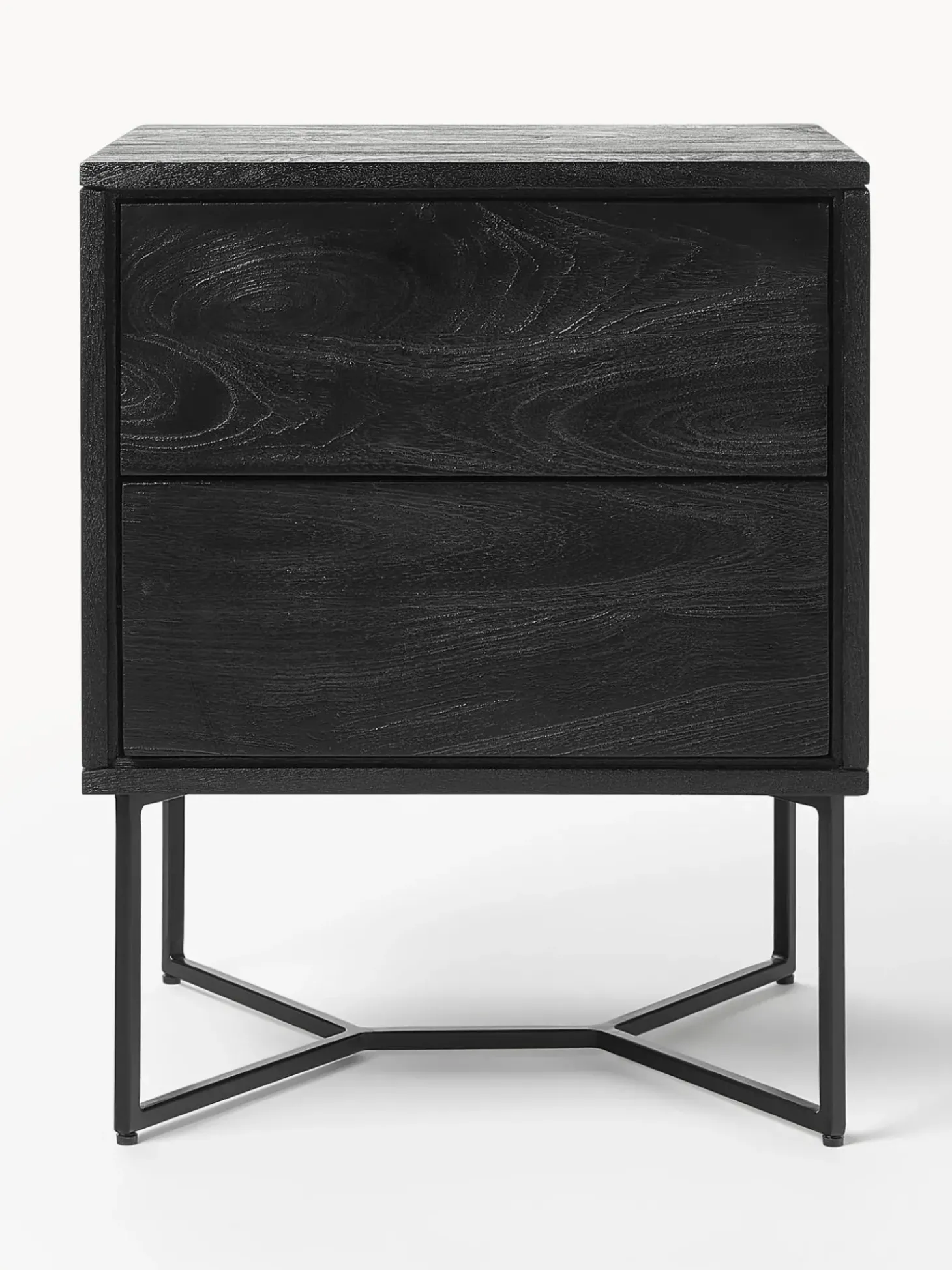 Mesilla De Noche De Madera De Mango Maciza Luca, Con Cajones