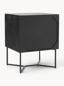 Mesilla De Noche De Madera De Mango Maciza Luca, Con Cajones