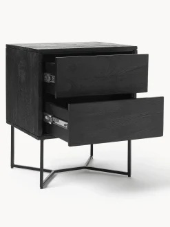 Mesilla De Noche De Madera De Mango Maciza Luca, Con Cajones