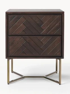 Mesilla De Noche De Madera De Mango Maciza Luca, Con Cajones