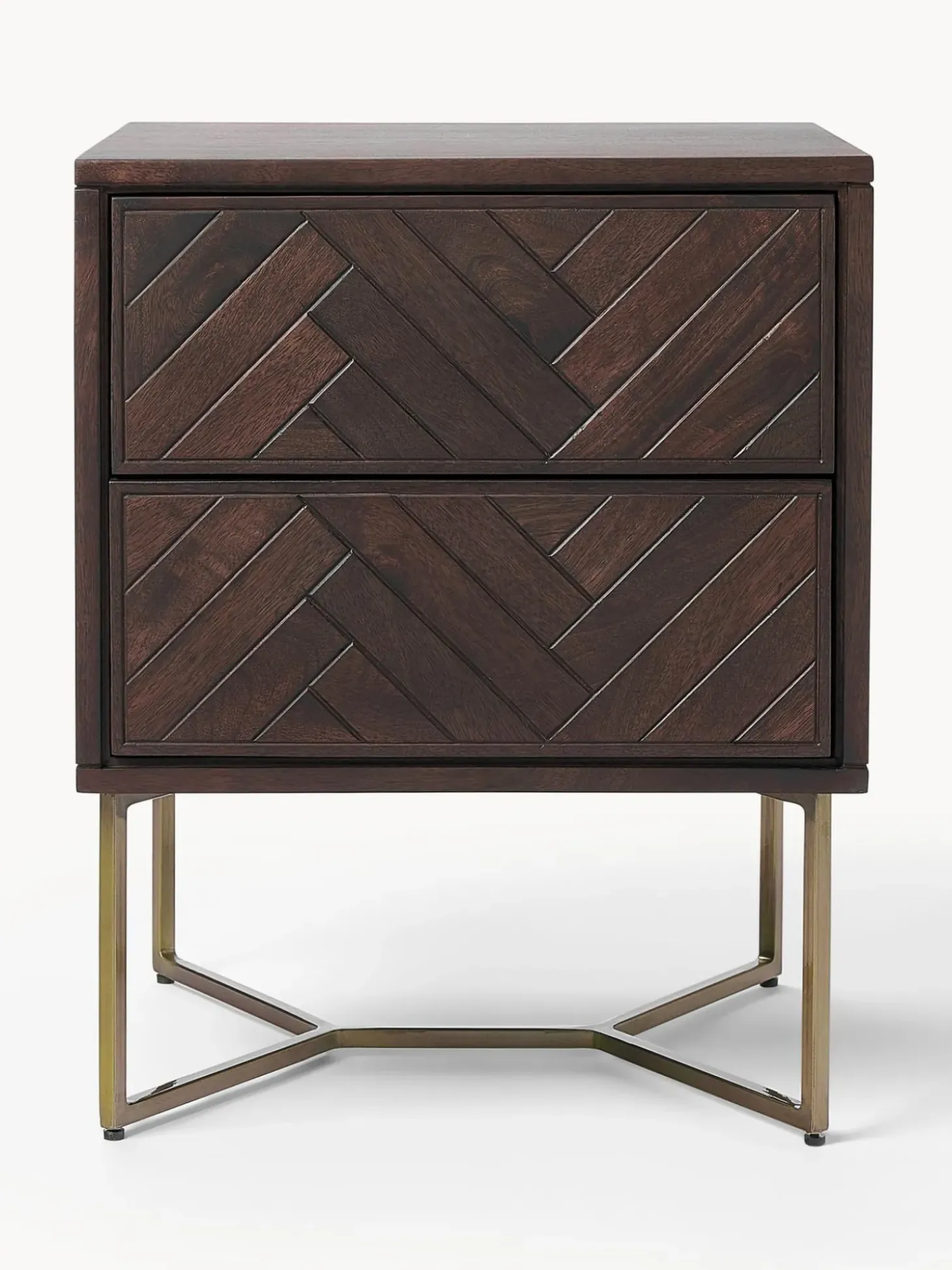 Mesilla De Noche De Madera De Mango Maciza Luca, Con Cajones