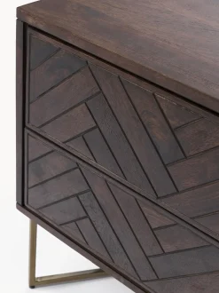 Mesilla De Noche De Madera De Mango Maciza Luca, Con Cajones