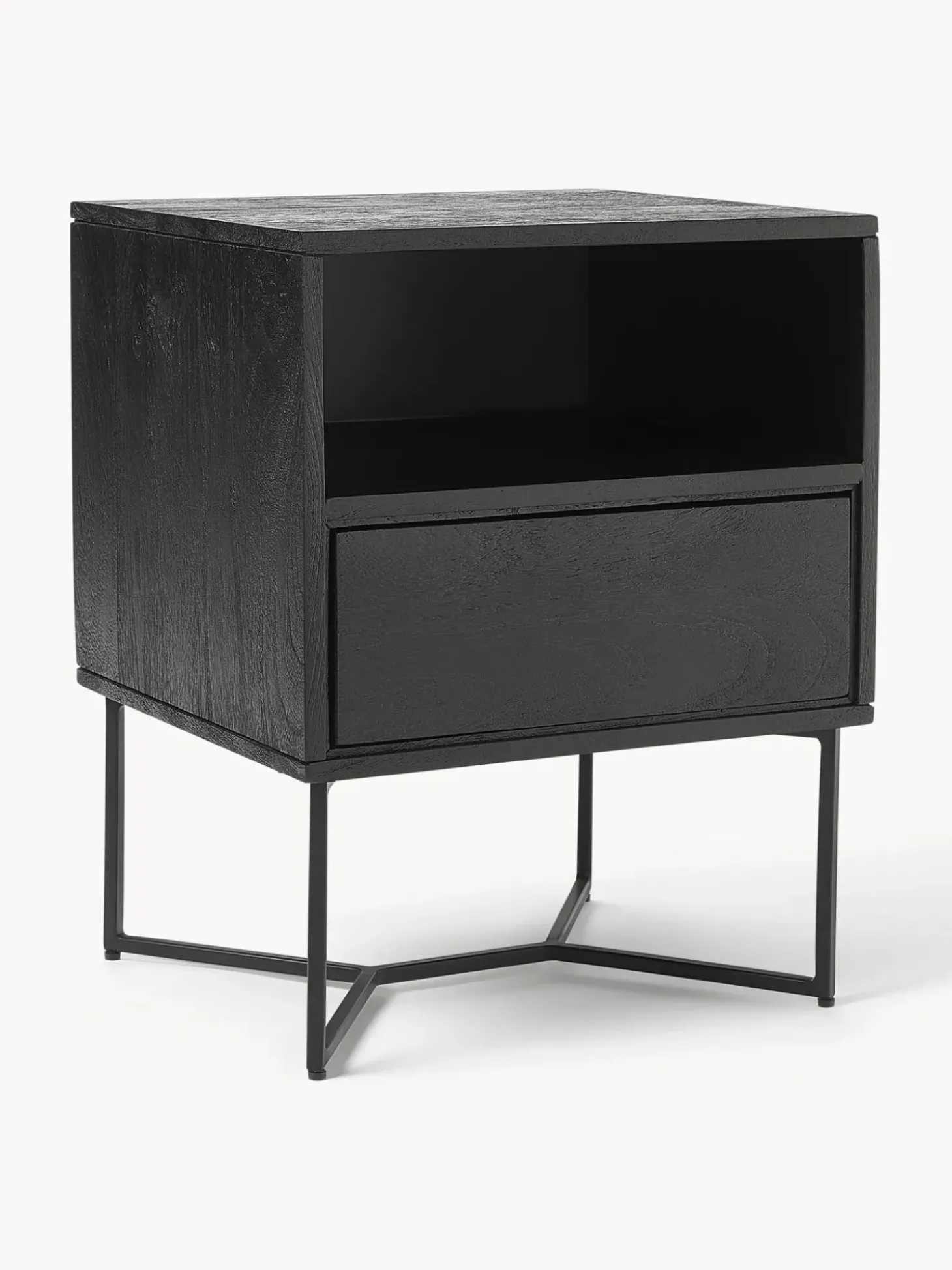 Mesilla De Noche De Madera De Mango Maciza Luca, Con Cajon