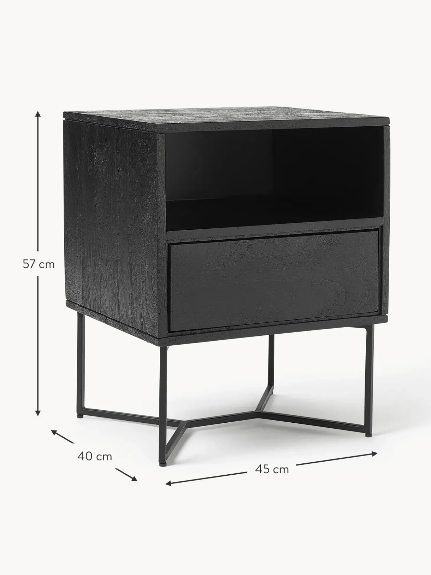 Mesilla De Noche De Madera De Mango Maciza Luca, Con Cajon