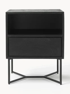 Mesilla De Noche De Madera De Mango Maciza Luca, Con Cajon