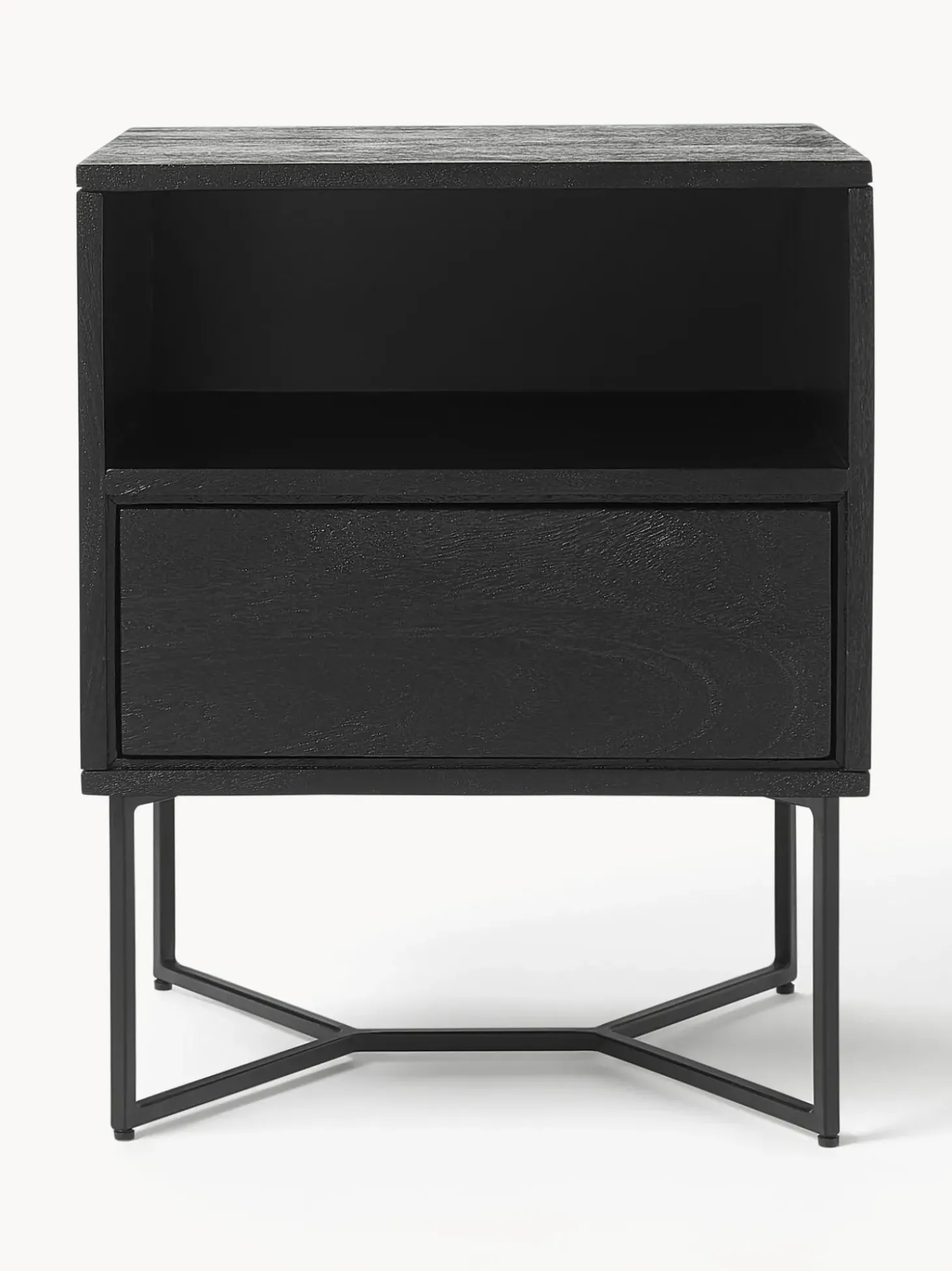 Mesilla De Noche De Madera De Mango Maciza Luca, Con Cajon