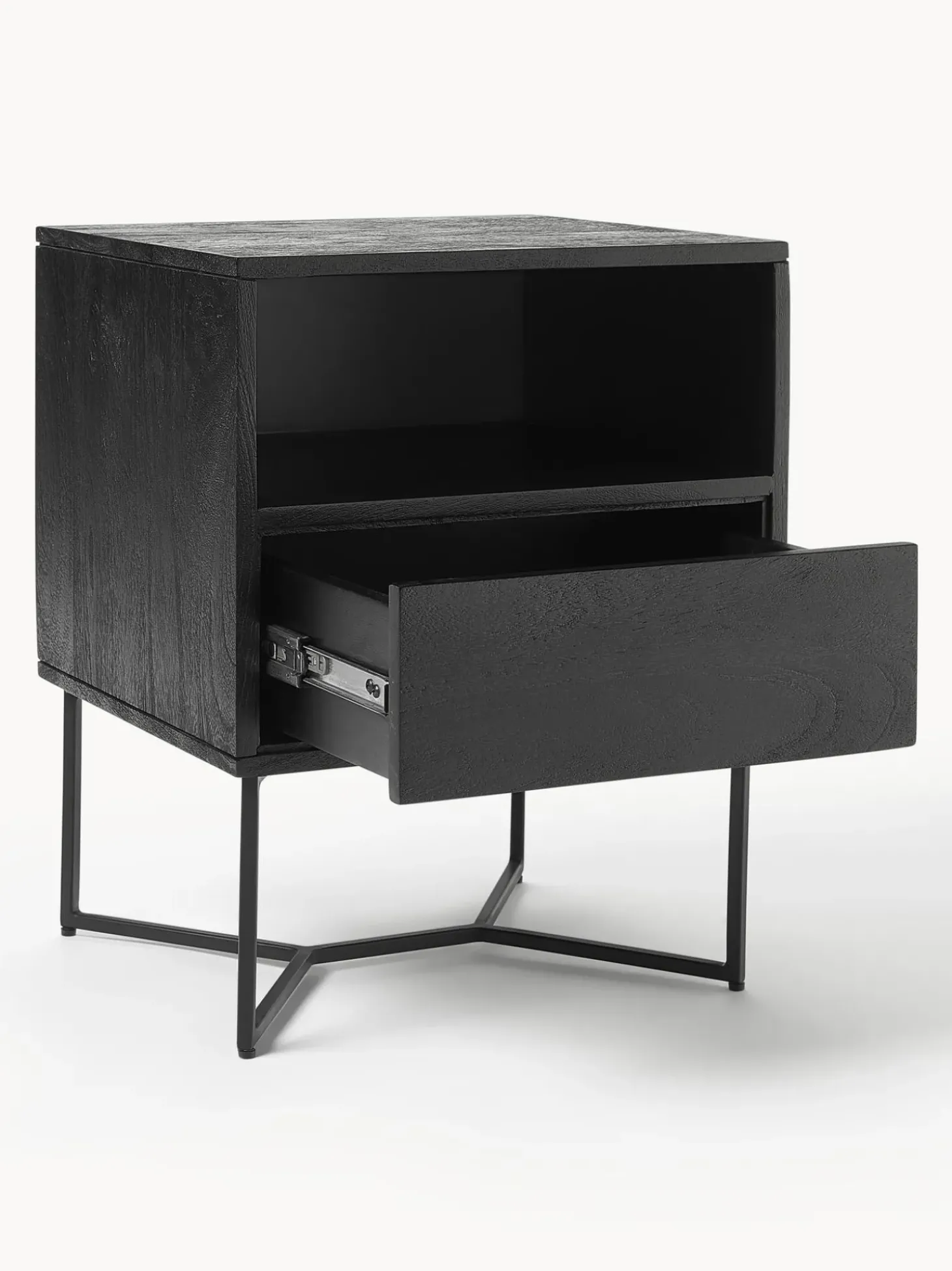 Mesilla De Noche De Madera De Mango Maciza Luca, Con Cajon