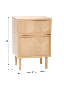 Mesilla De Noche De Madera De Roble Diseno Espiga Herringbone