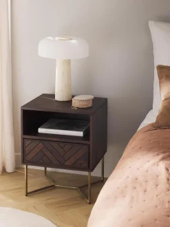 Mesilla De Noche De Madera De Mango Maciza Luca, Con Cajon