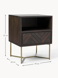 Mesilla De Noche De Madera De Mango Maciza Luca, Con Cajon