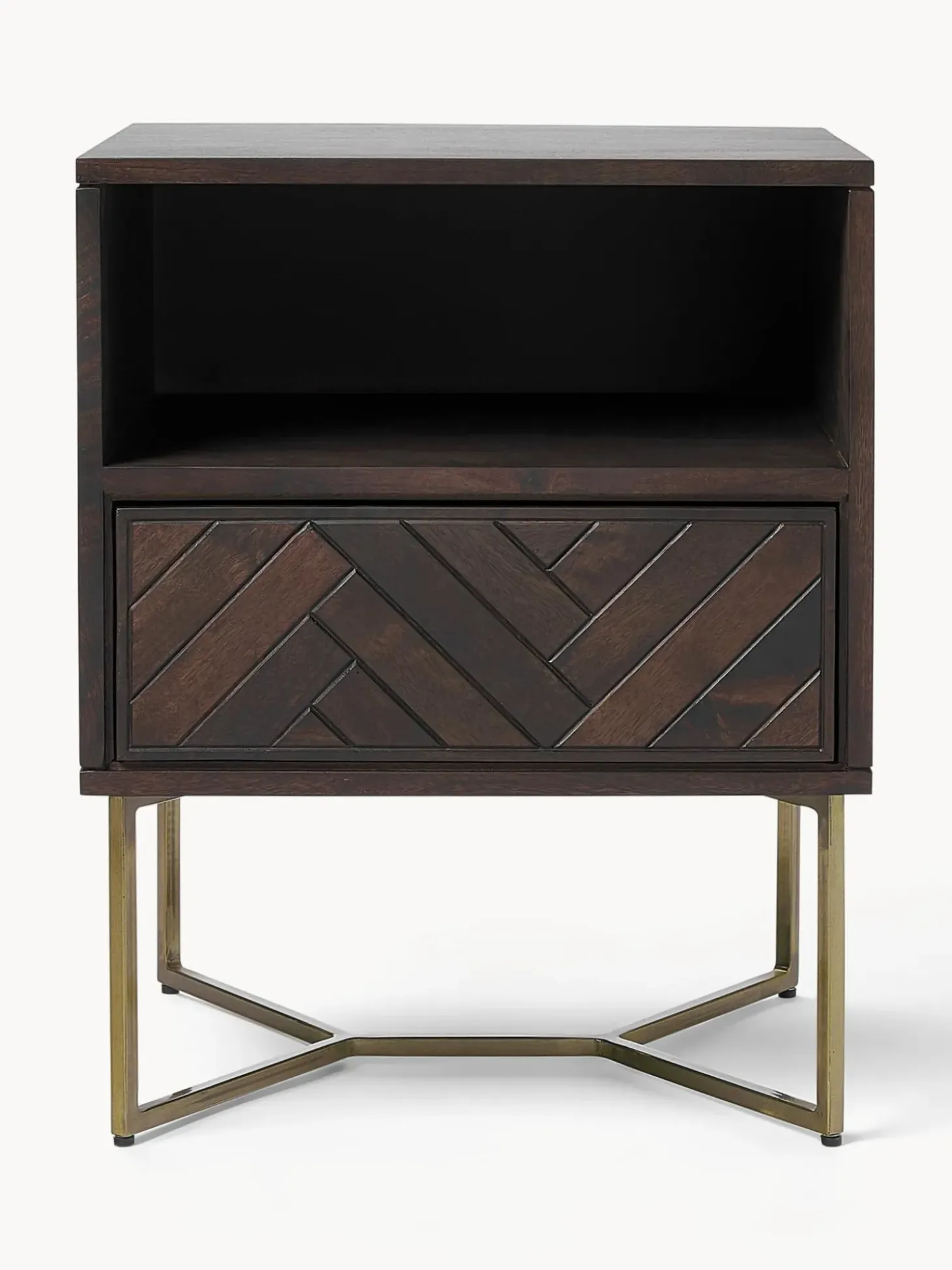 Mesilla De Noche De Madera De Mango Maciza Luca, Con Cajon