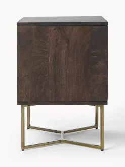 Mesilla De Noche De Madera De Mango Maciza Luca, Con Cajon