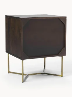 Mesilla De Noche De Madera De Mango Maciza Luca, Con Cajon