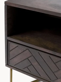 Mesilla De Noche De Madera De Mango Maciza Luca, Con Cajon