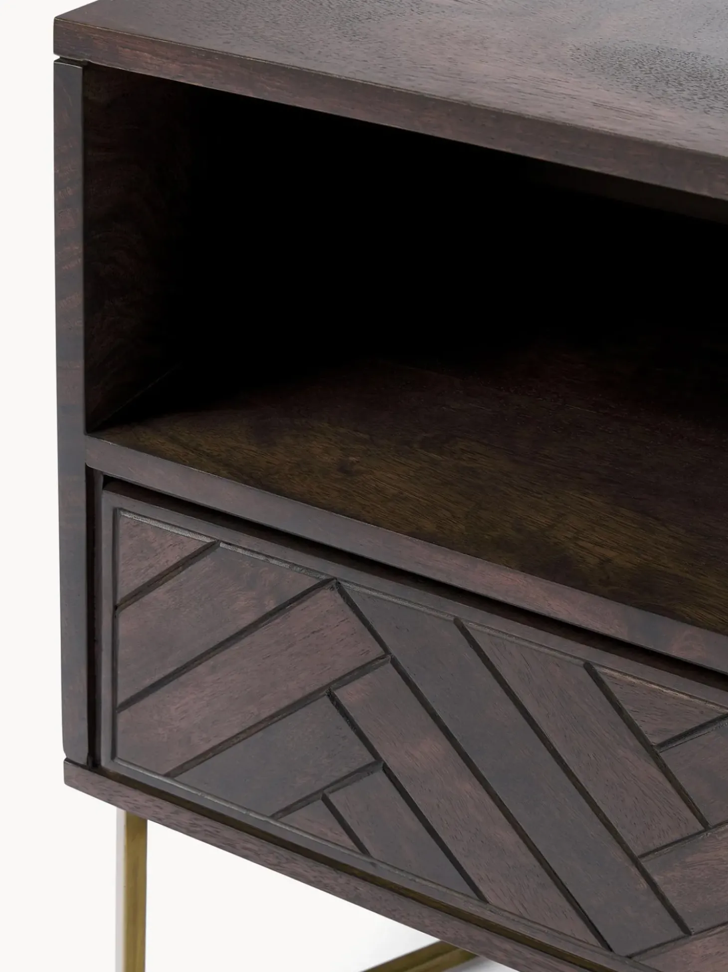 Mesilla De Noche De Madera De Mango Maciza Luca, Con Cajon