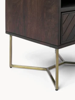 Mesilla De Noche De Madera De Mango Maciza Luca, Con Cajon