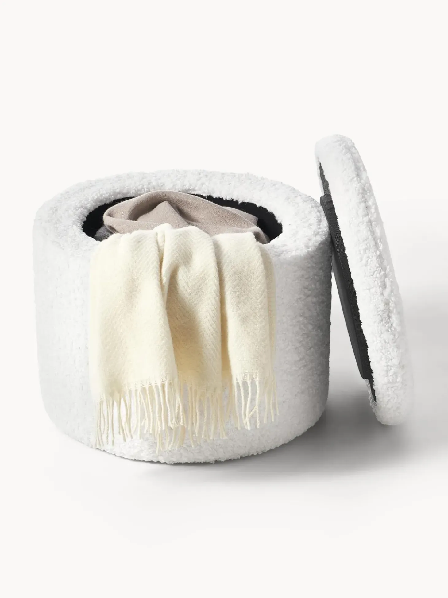 Puf De Borreguillo Alida, Con Espacio De Almacenamiento