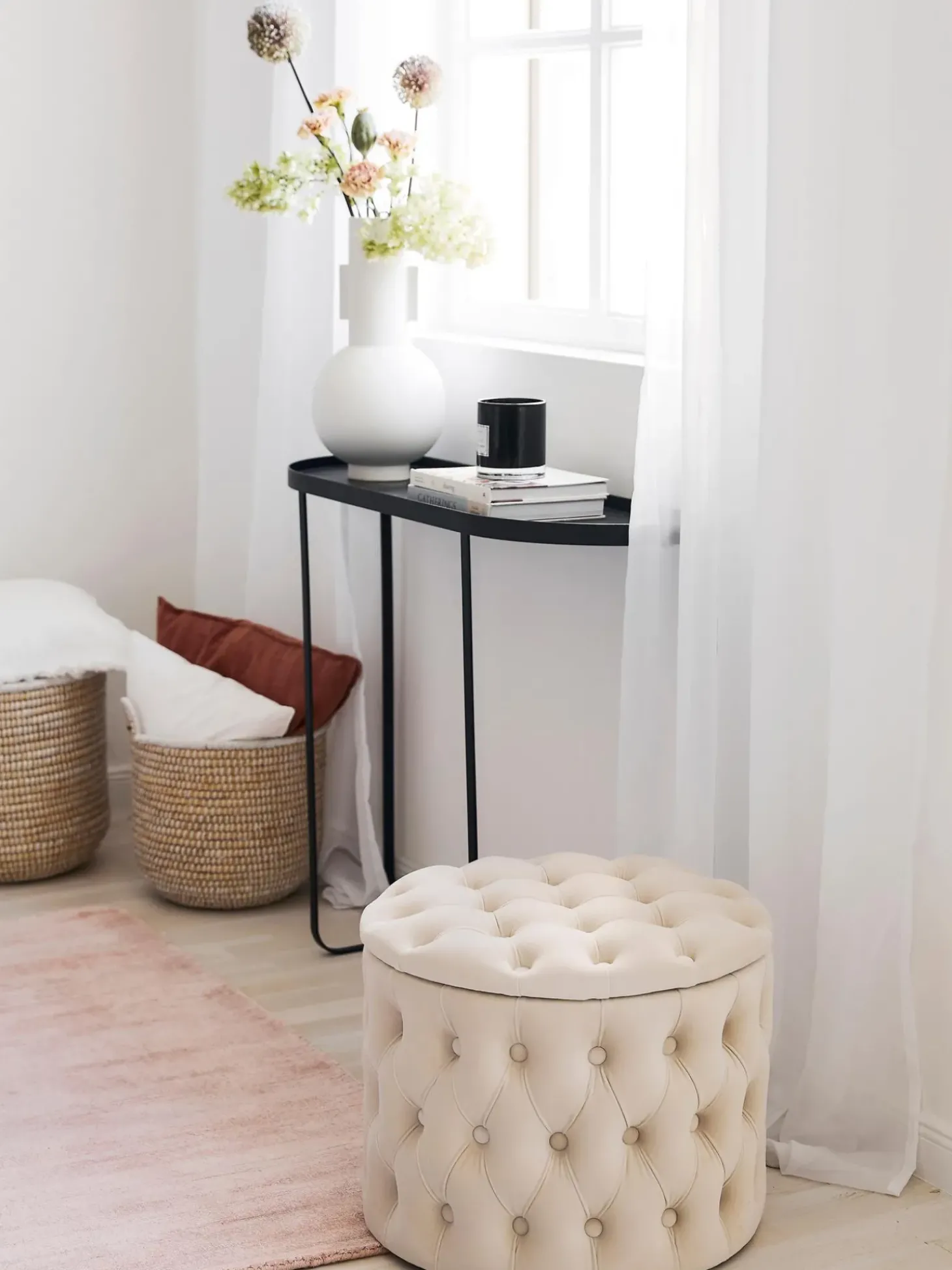 Puf De Terciopelo Chiara, Con Espacio De Almacenamiento