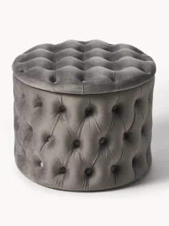 Puf De Terciopelo Chiara, Con Espacio De Almacenamiento