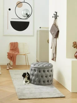 Puf De Terciopelo Chiara, Con Espacio De Almacenamiento