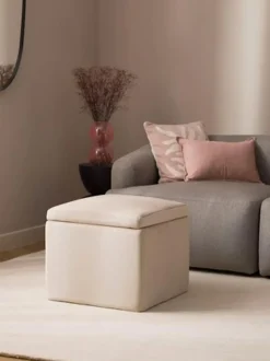 Puf De Terciopelo Winou, Con Espacio De Almacenamiento