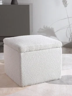 Puf En Tejido Boucle Winou, Con Espacio De Almacenamiento