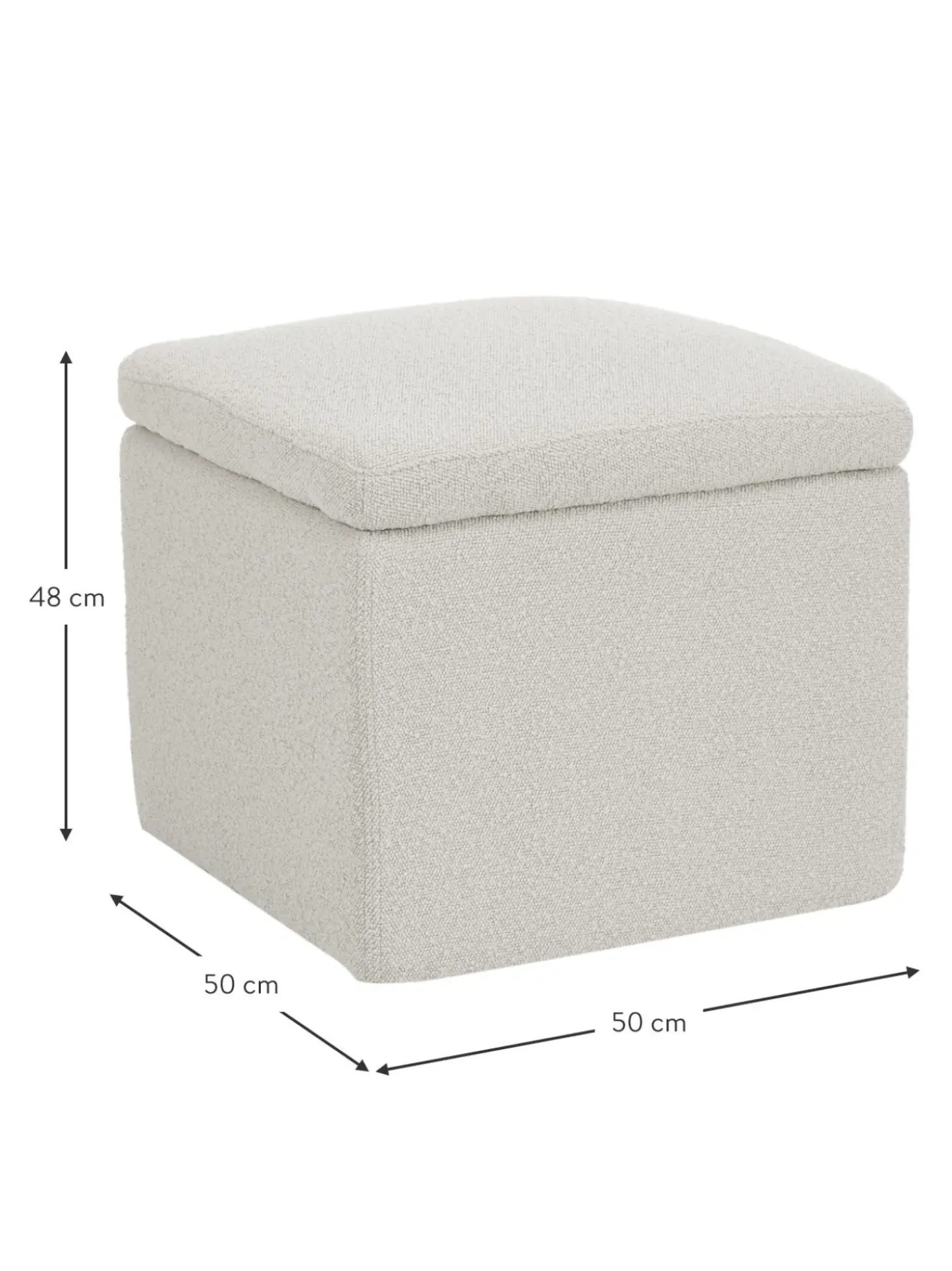 Puf En Tejido Boucle Winou, Con Espacio De Almacenamiento