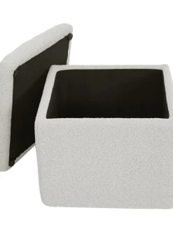 Puf En Tejido Boucle Winou, Con Espacio De Almacenamiento