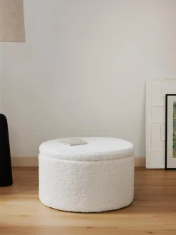 Puf Grande De Borreguillo Alida, Con Espacio De Almacenamiento
