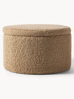Puf Grande De Borreguillo Alida, Con Espacio De Almacenamiento