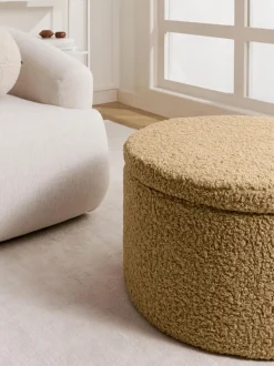 Puf Grande De Borreguillo Alida, Con Espacio De Almacenamiento