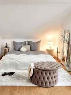 Puf Grande De Terciopelo Chiara, Con Espacio De Almacenamiento