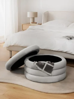 Puf Grande De Terciopelo Alto, Con Espacio De Almacenamiento