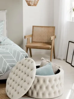 Puf Grande De Terciopelo Chiara, Con Espacio De Almacenamiento