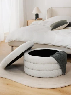 Puf Grande En Tejido Boucle Alto, Con Espacio De Almacenamiento