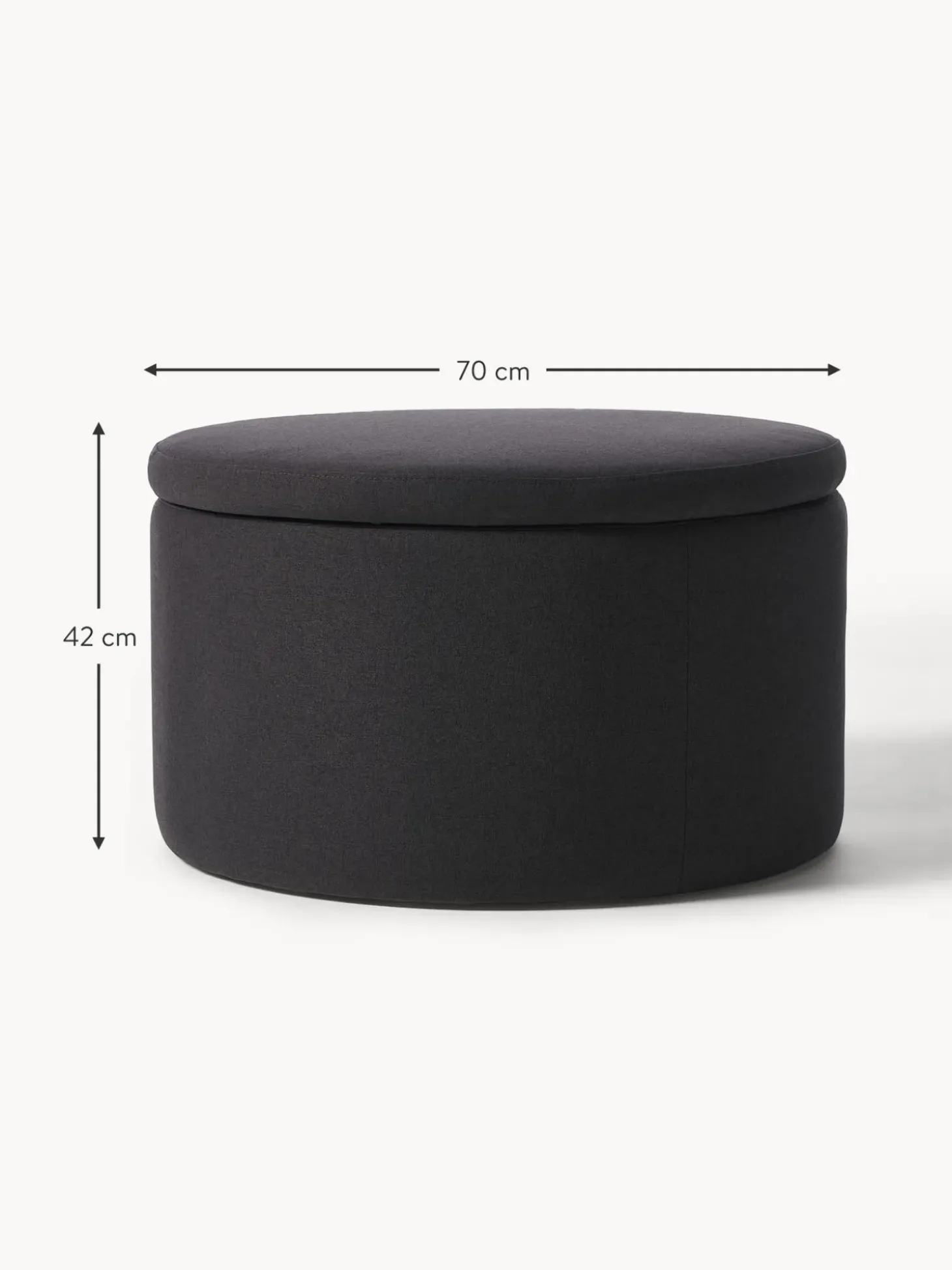 Puf Grande Tapizado Alida, Con Espacio De Almacenamiento