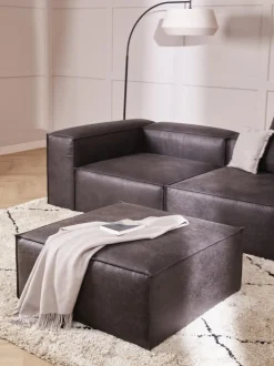 Reposapies Puf De Cuero Reciclado Lennon