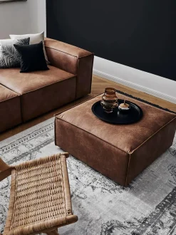 Reposapies Puf De Cuero Reciclado Lennon