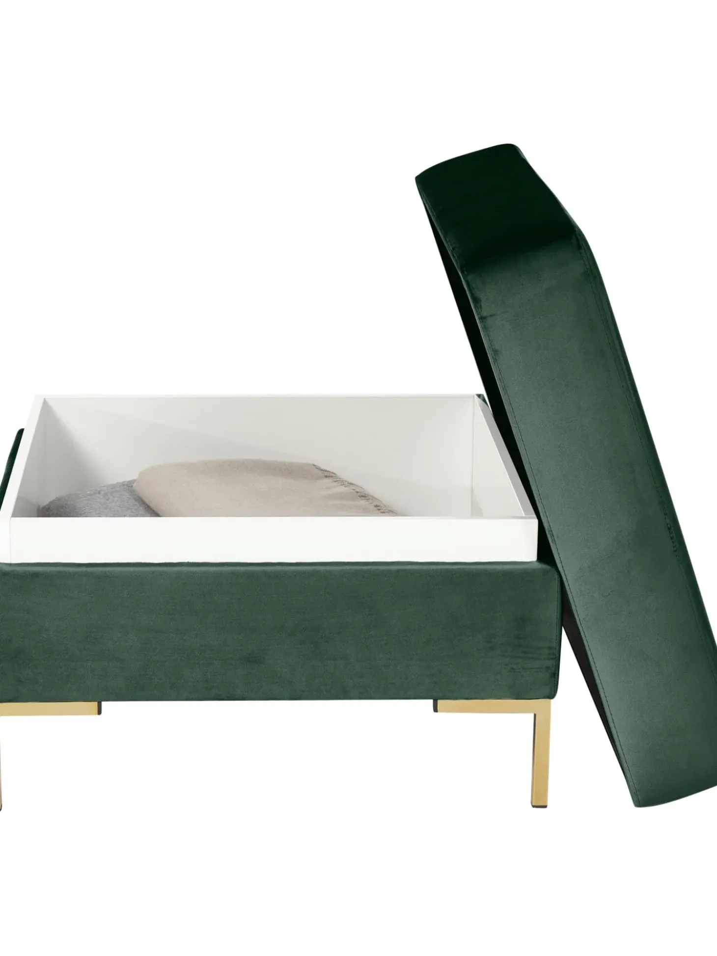 Reposapies Puf De Terciopelo Luna, Con Espacio De Almacenamiento