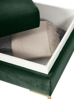 Reposapies Puf De Terciopelo Luna, Con Espacio De Almacenamiento